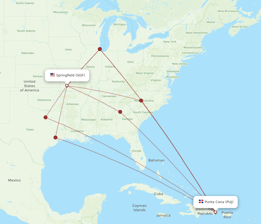 SGF-PUJ flight routes