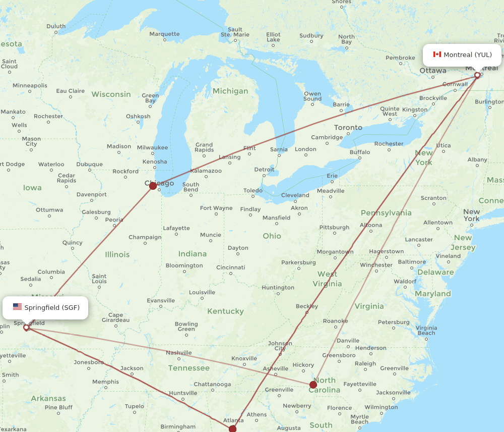 SGF-YUL flight routes