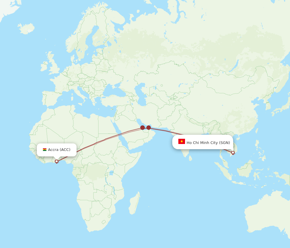 SGN-ACC flight routes
