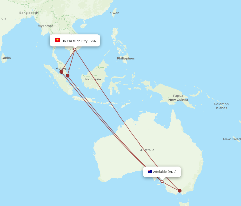 SGN-ADL flight routes
