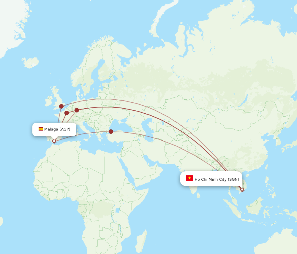 SGN-AGP flight routes