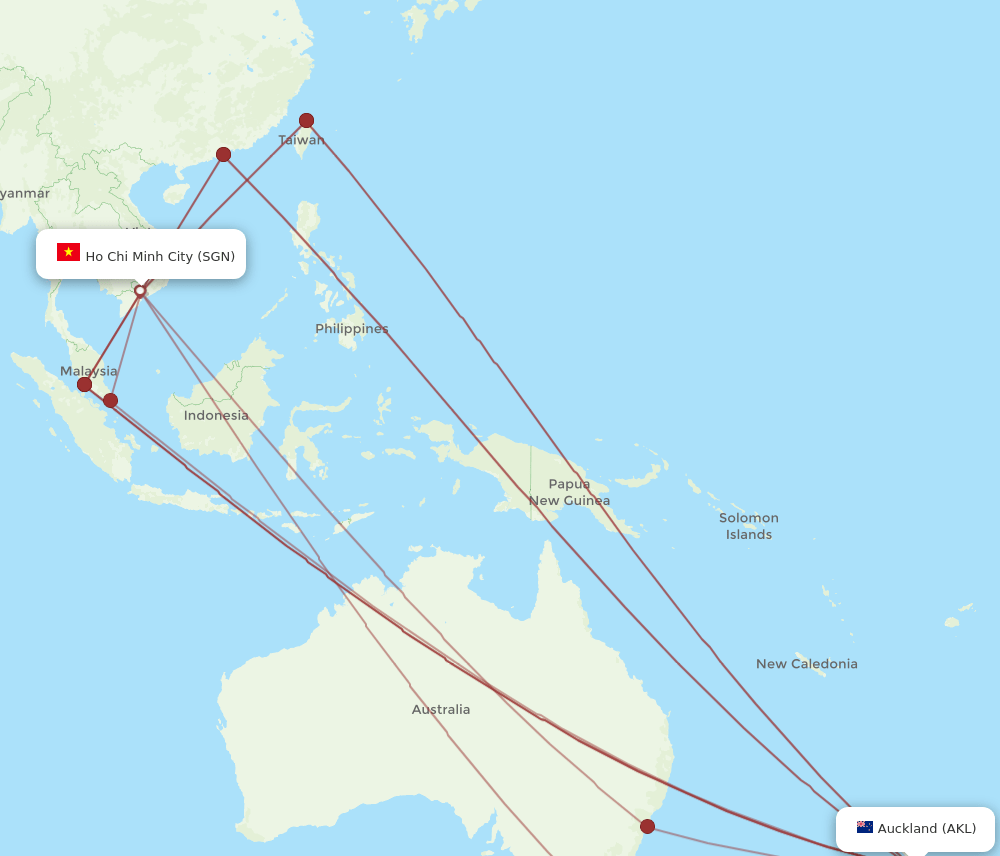 SGN-AKL flight routes