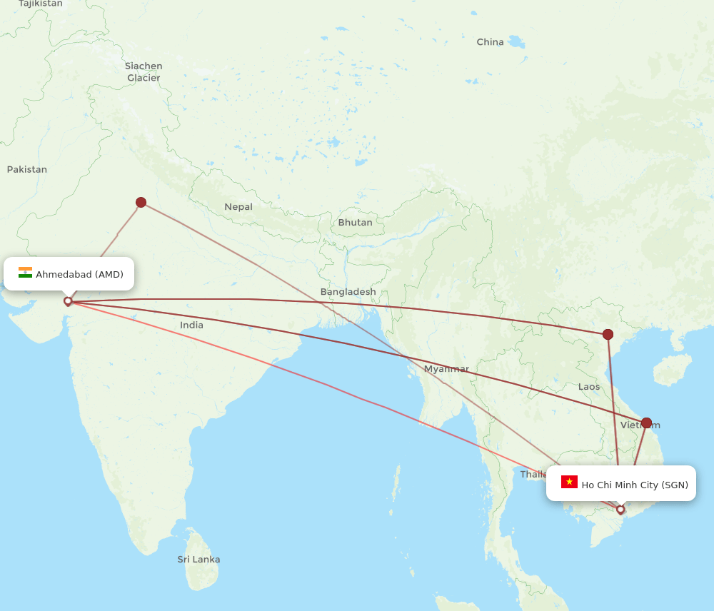 SGN-AMD flight routes