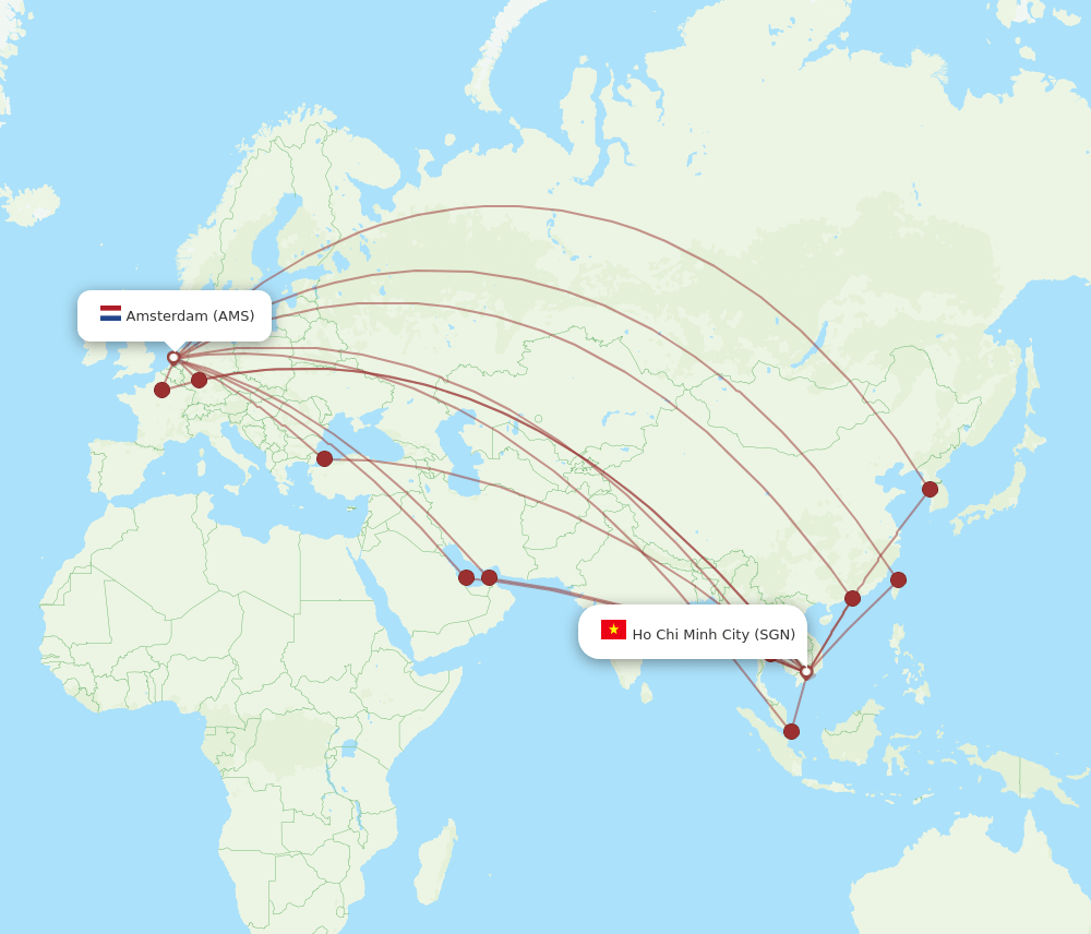 SGN-AMS flight routes