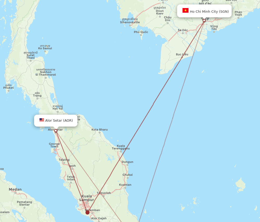 SGN-AOR flight routes