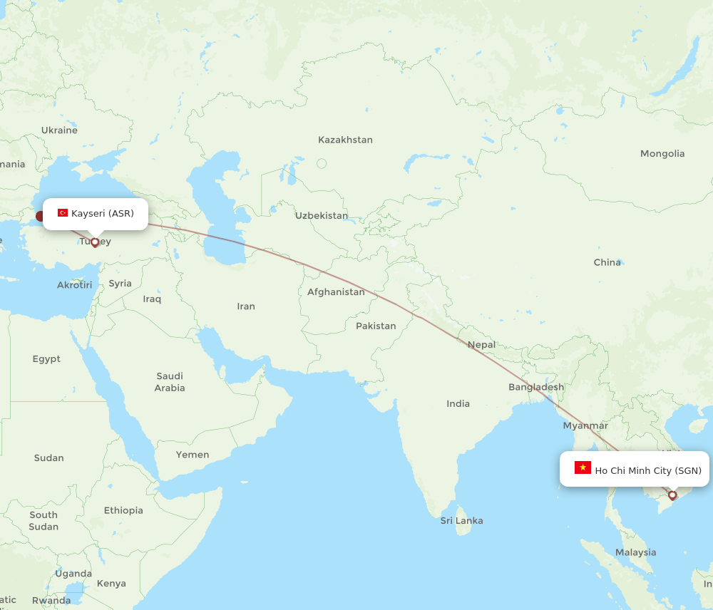 SGN-ASR flight routes