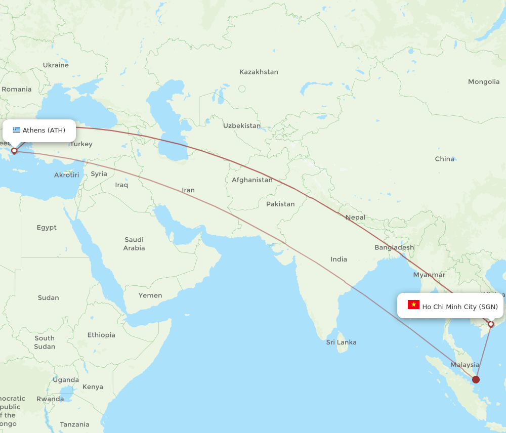SGN-ATH flight routes