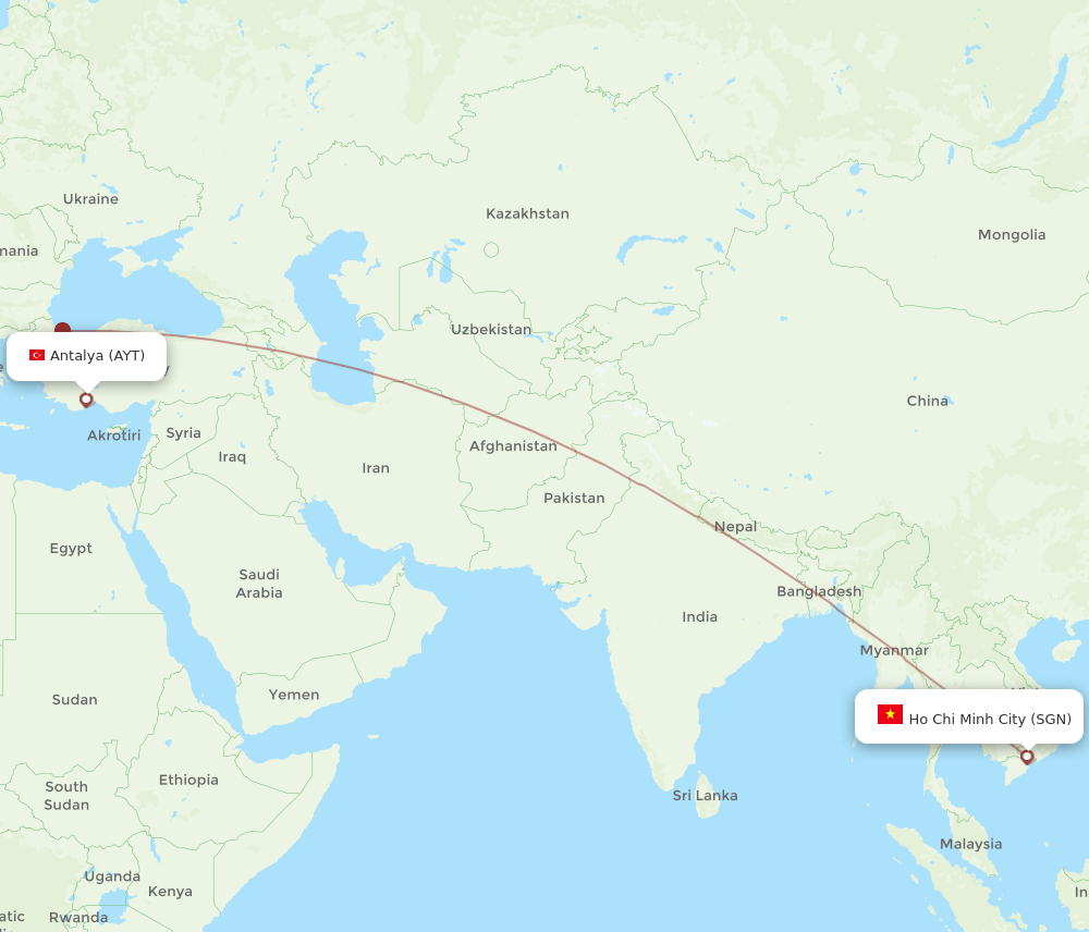 SGN-AYT flight routes