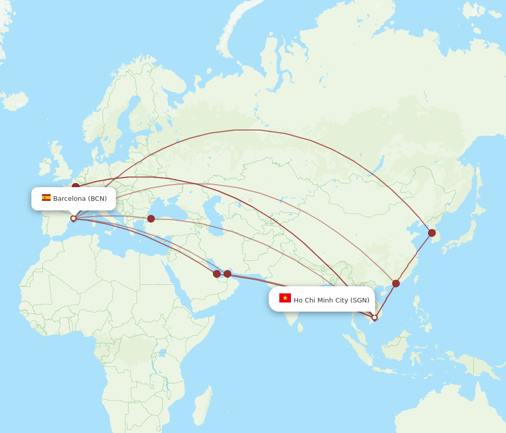 SGN-BCN flight routes