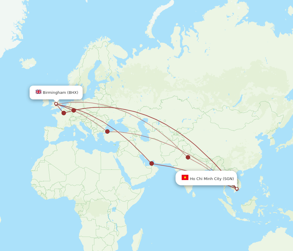 SGN-BHX flight routes