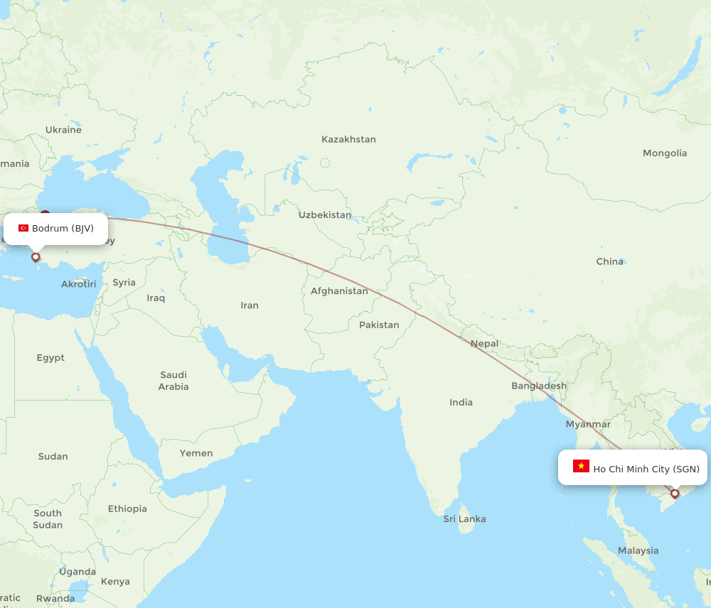 SGN-BJV flight routes