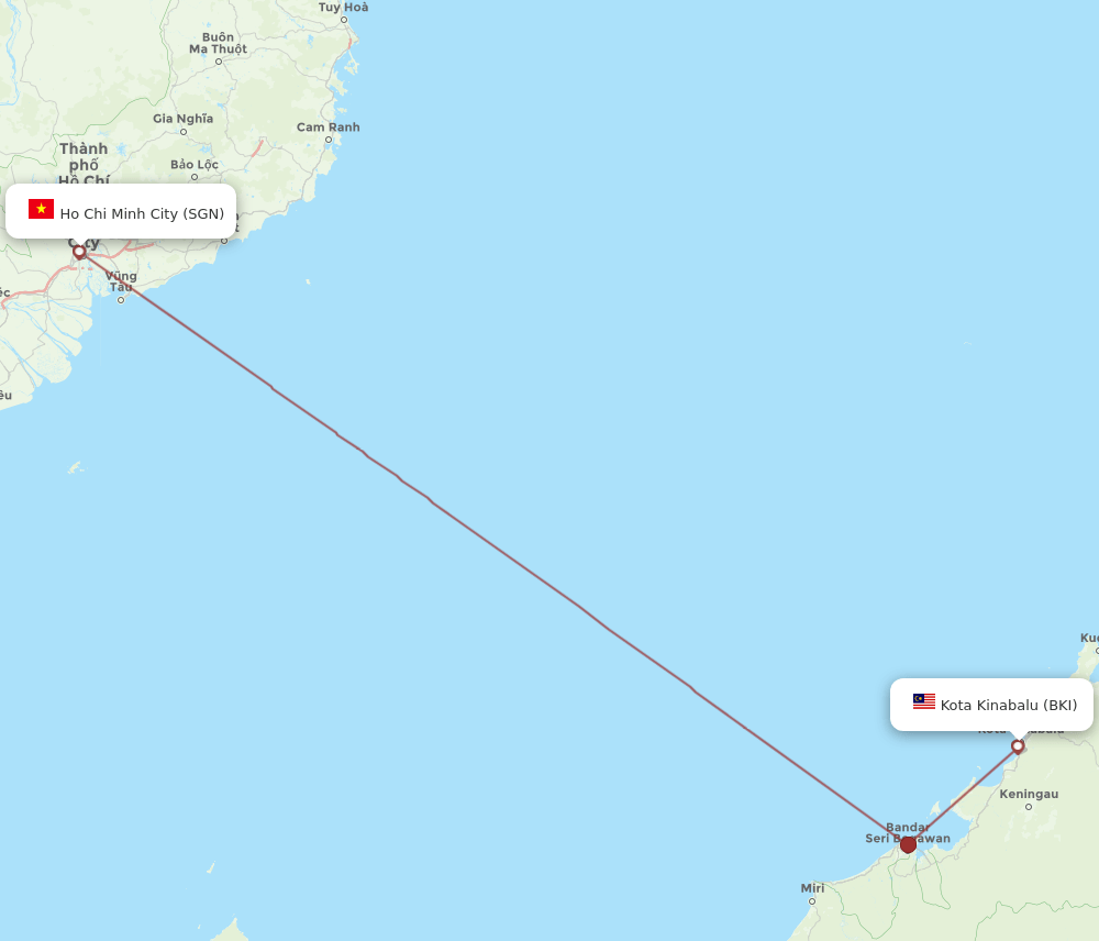 SGN to BKI flights and routes map