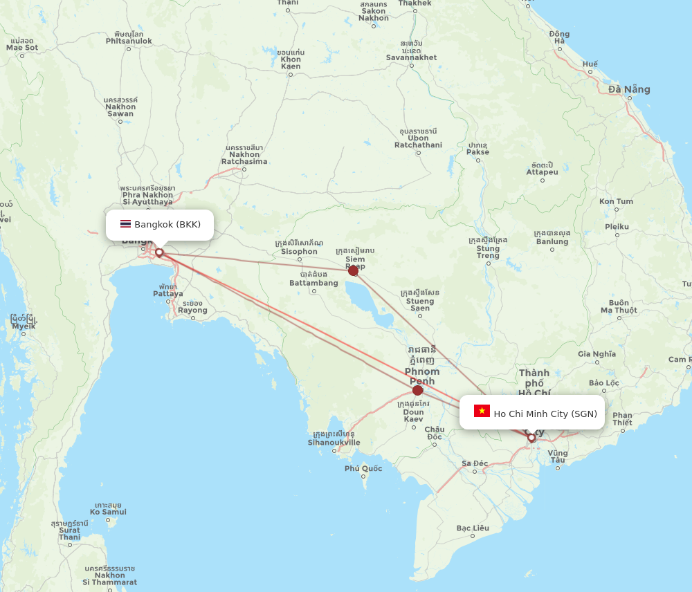 SGN to BKK flights and routes map