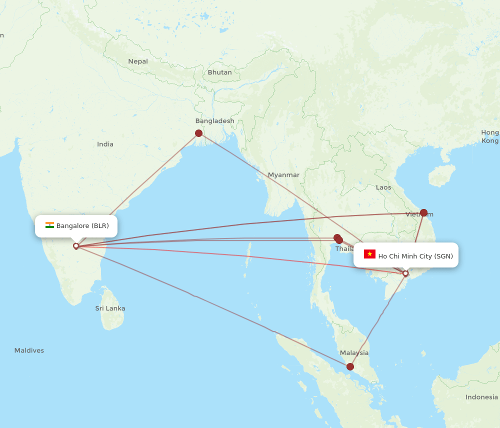 SGN-BLR flight routes