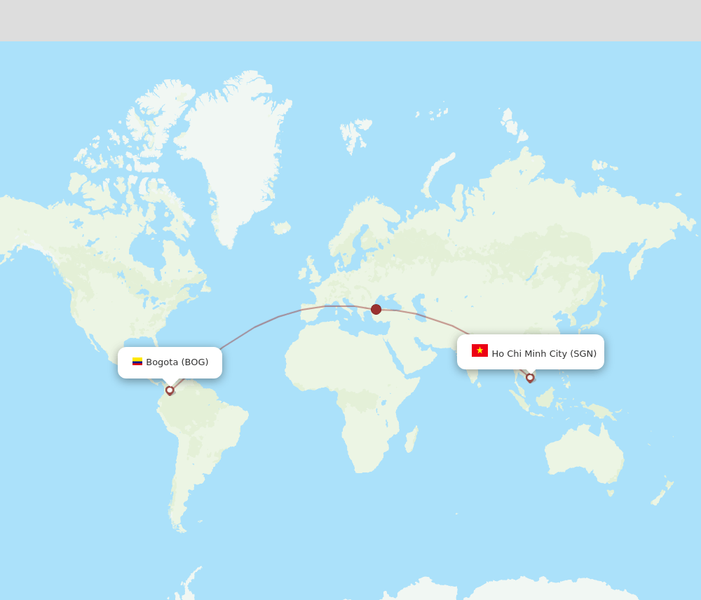SGN to BOG flights and routes map