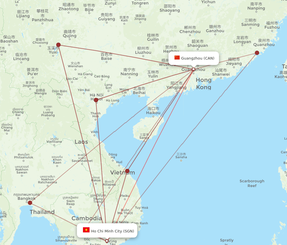 SGN-CAN flight routes