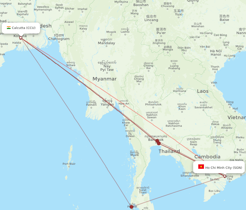 SGN-CCU flight routes