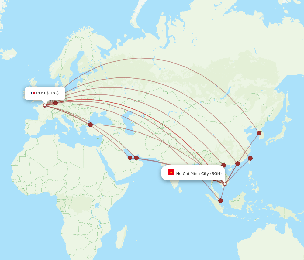 SGN-CDG flight routes