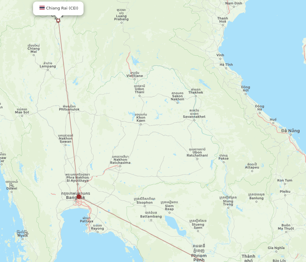 SGN to CEI flights and routes map