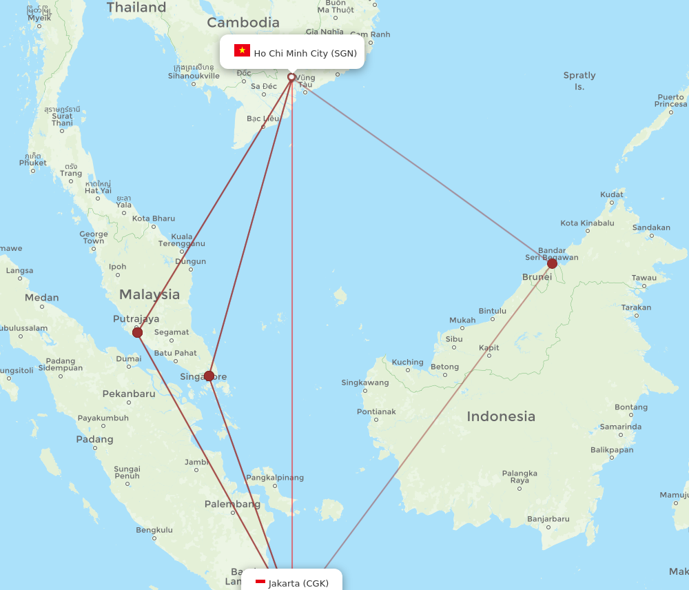 SGN to CGK flights and routes map
