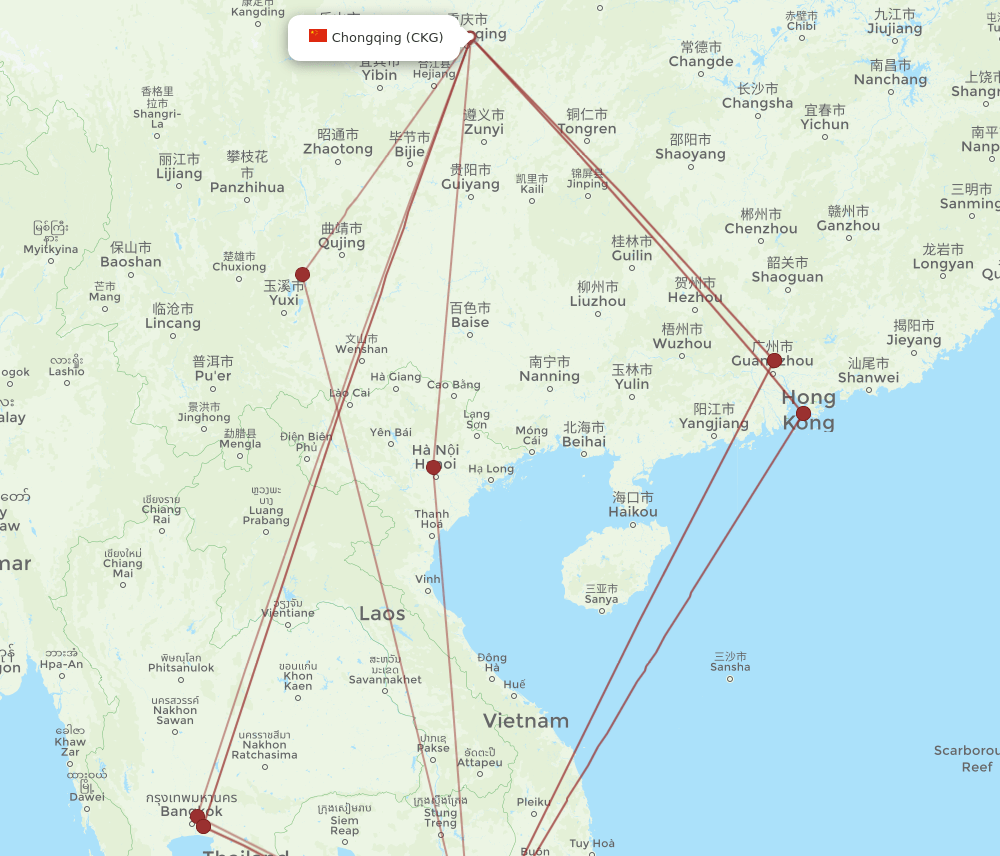 SGN-CKG flight routes