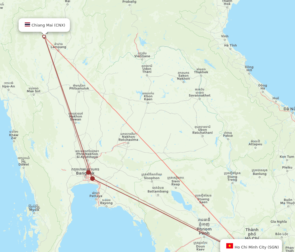 SGN to CNX flights and routes map