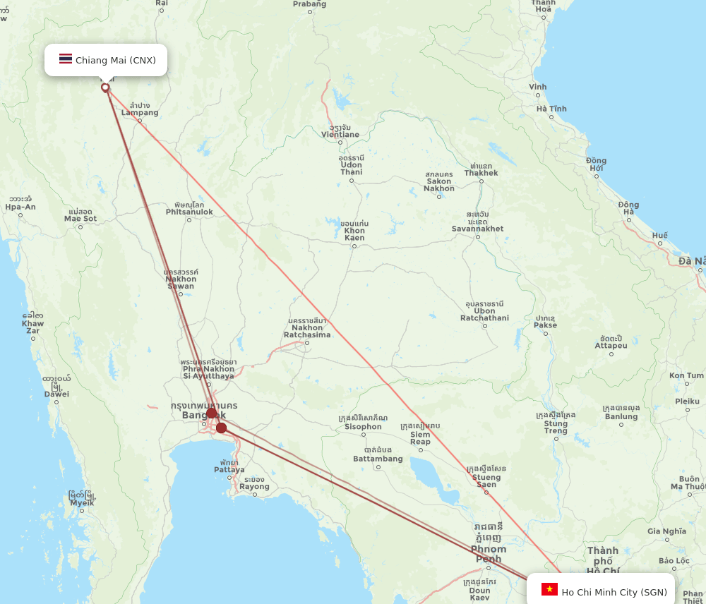 SGN to CNX flights and routes map