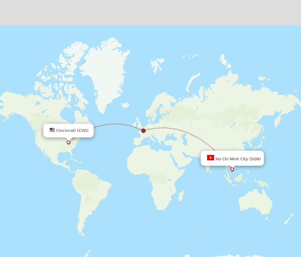 SGN to CVG flights and routes map