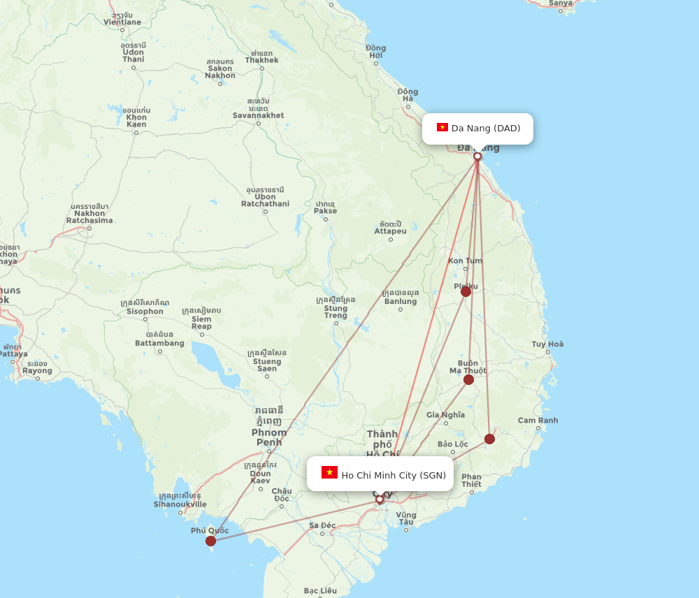 SGN to DAD flights and routes map