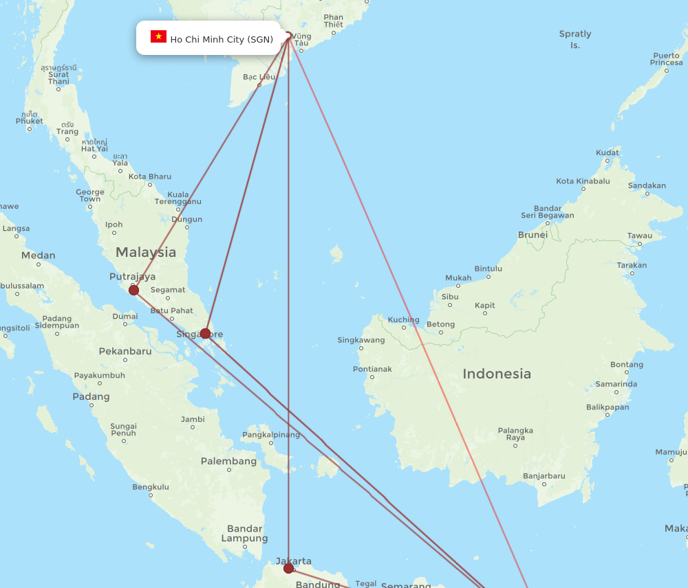 SGN to DPS flights and routes map