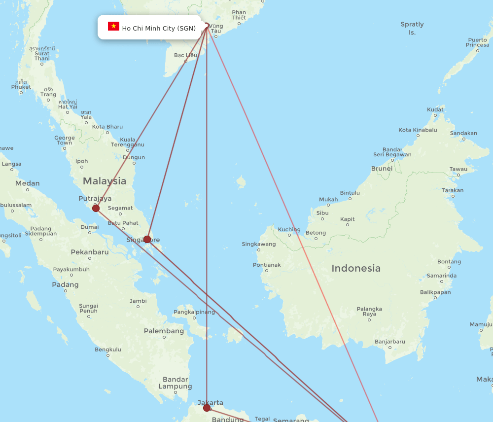 SGN to DPS flights and routes map