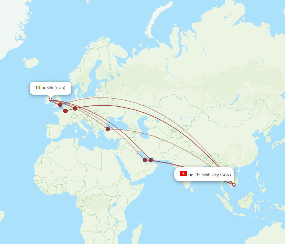 SGN-DUB flight routes