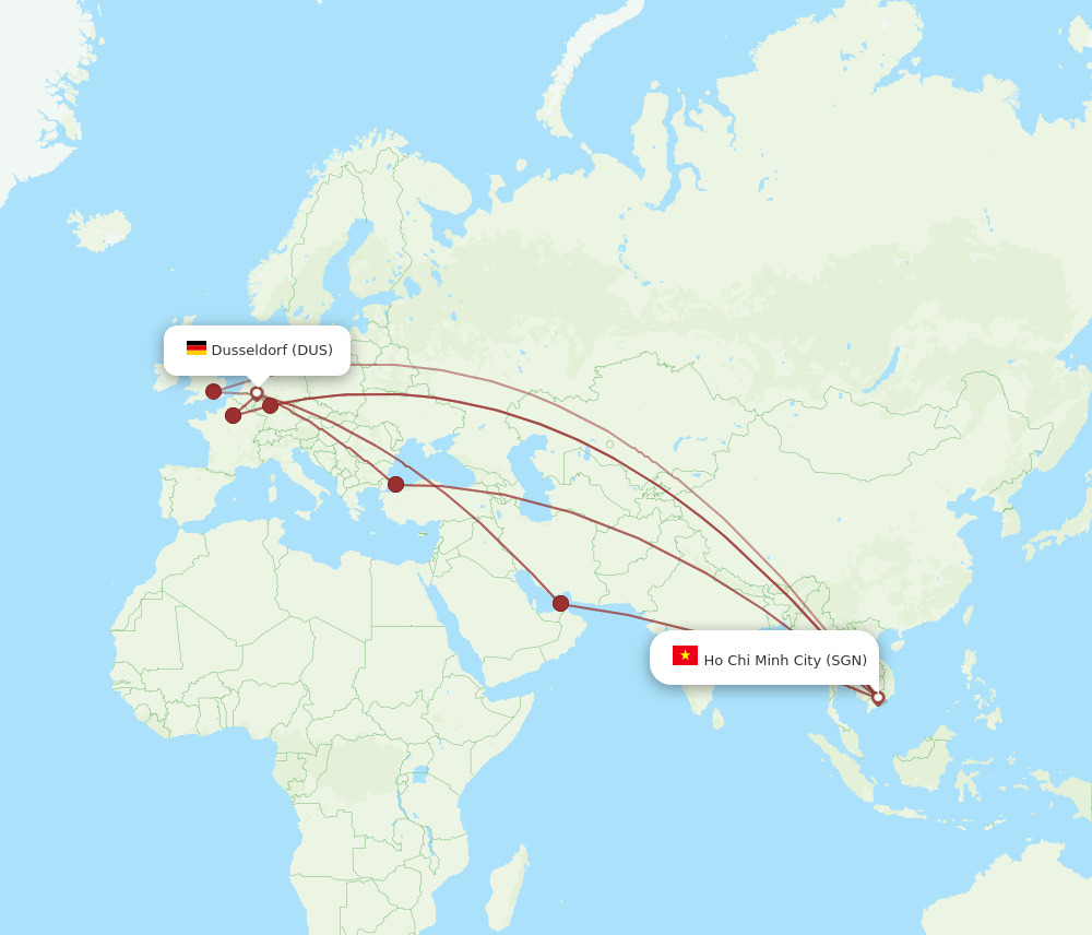 SGN-DUS flight routes