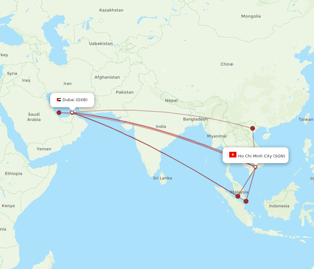 SGN-DXB flight routes