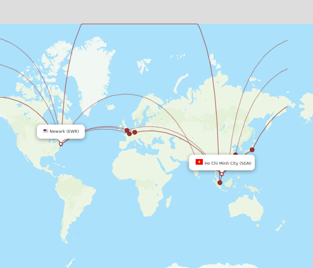 SGN-EWR flight routes