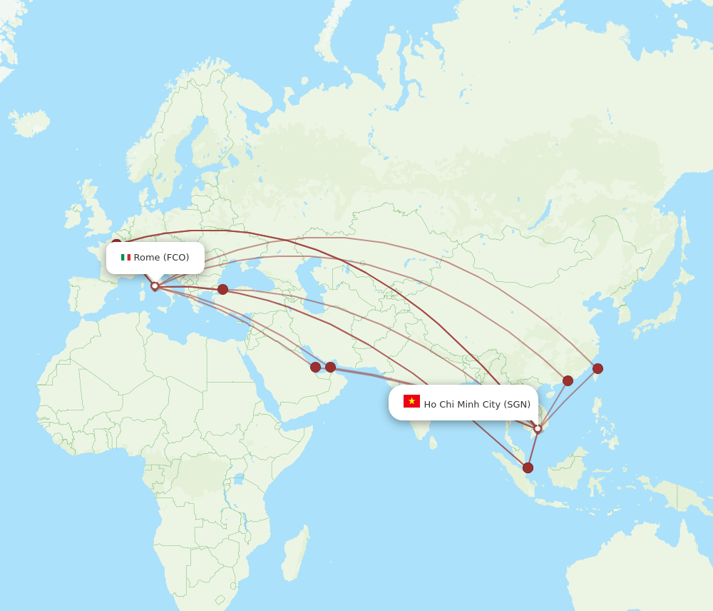 SGN to FCO flights and routes map