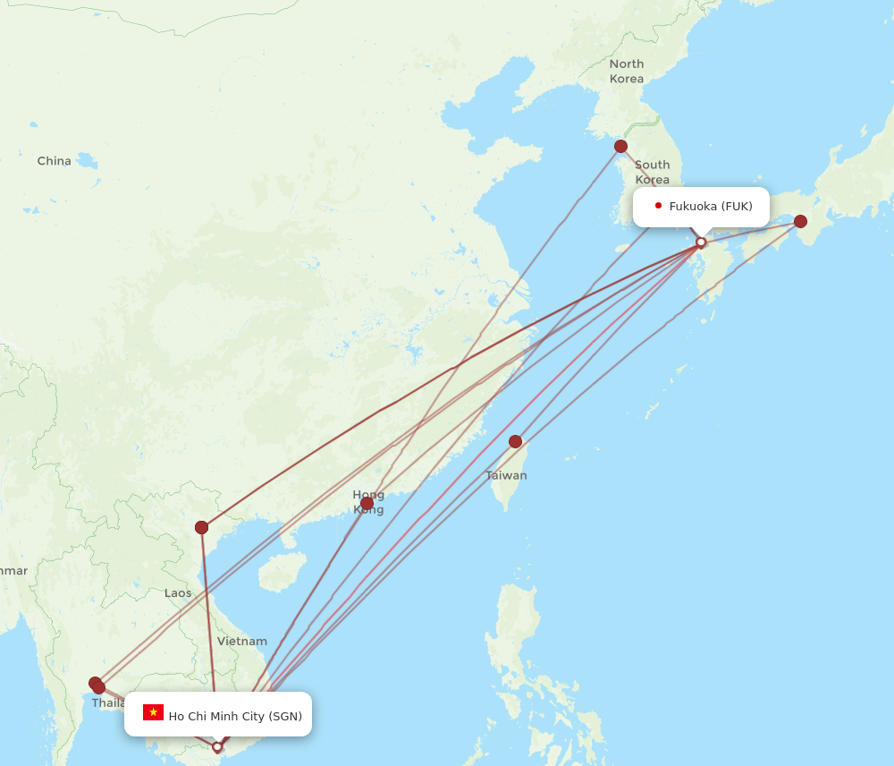 SGN to FUK flights and routes map