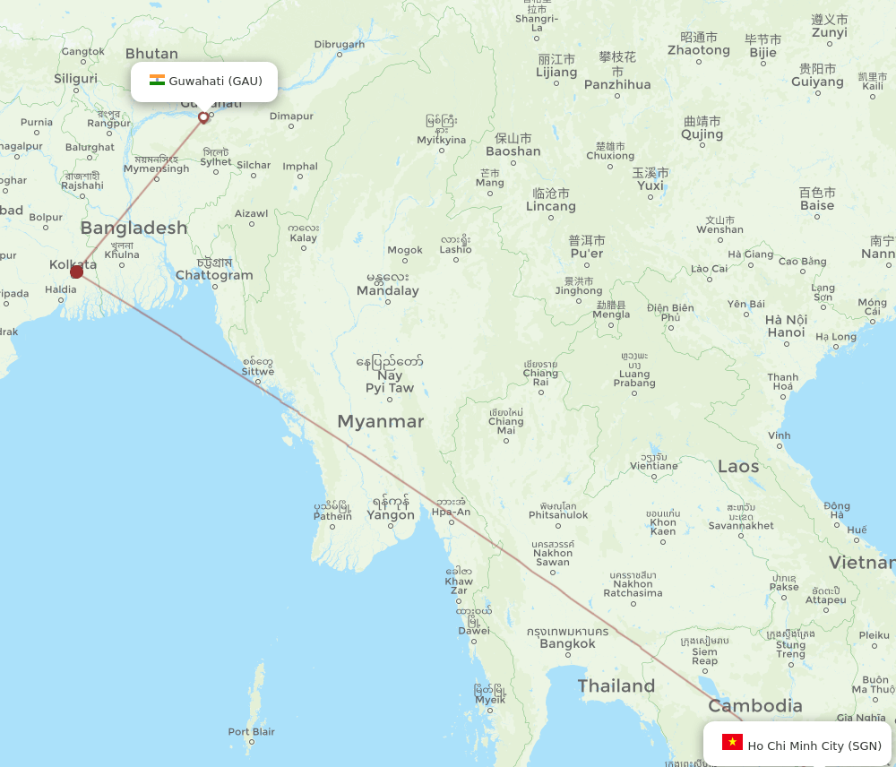 SGN-GAU flight routes