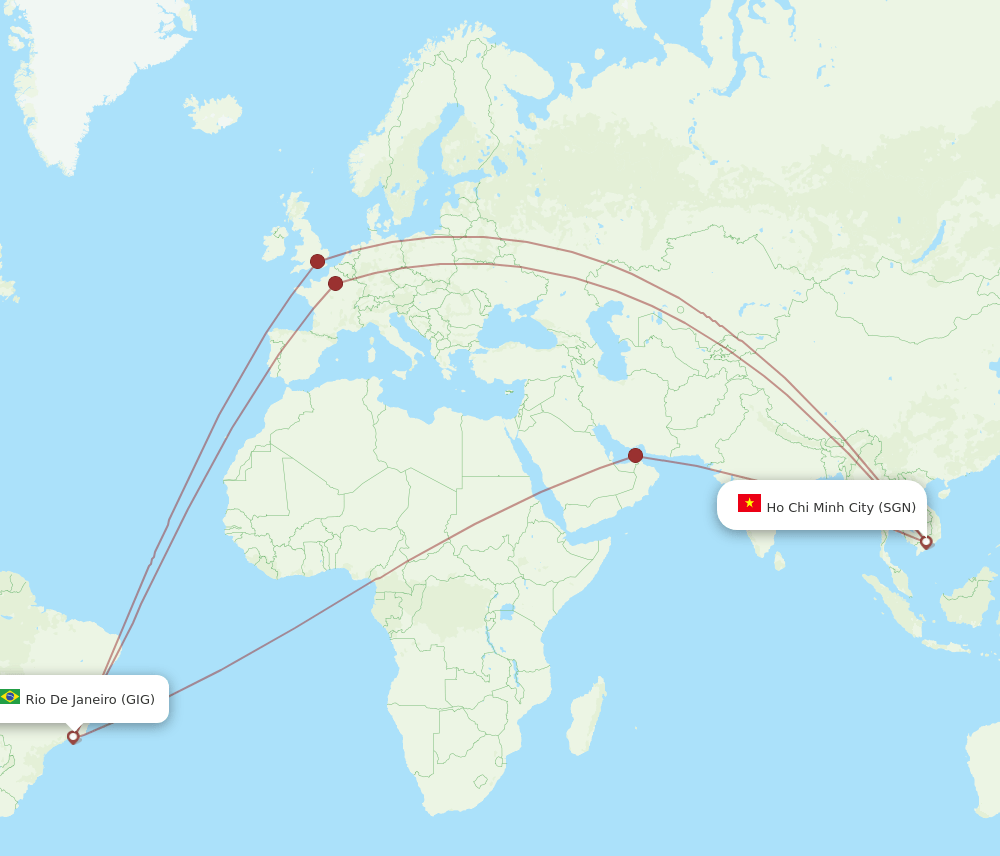 SGN to GIG flights and routes map