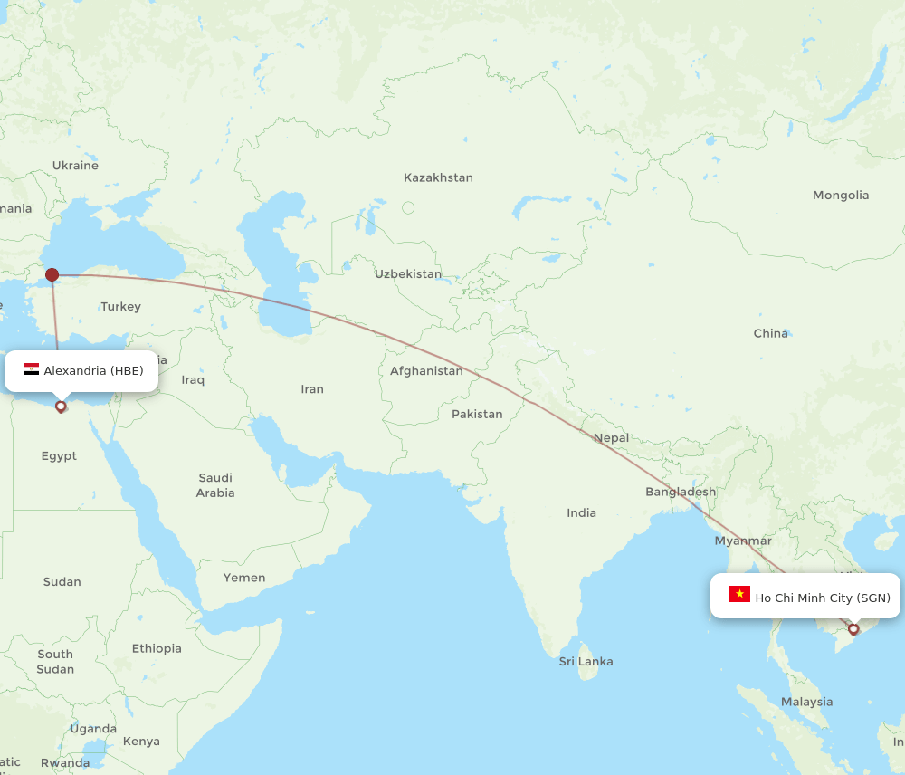 SGN-HBE flight routes