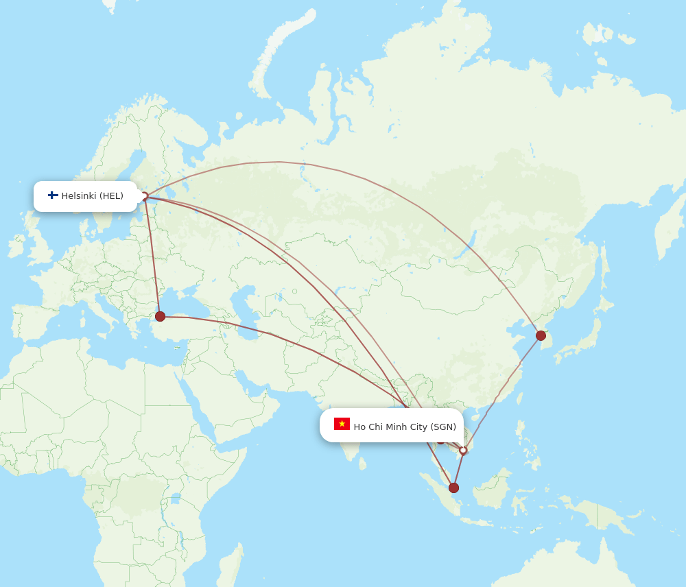 SGN-HEL flight routes