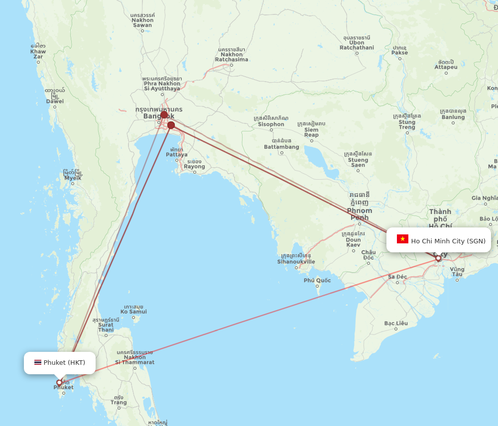 SGN to HKT flights and routes map