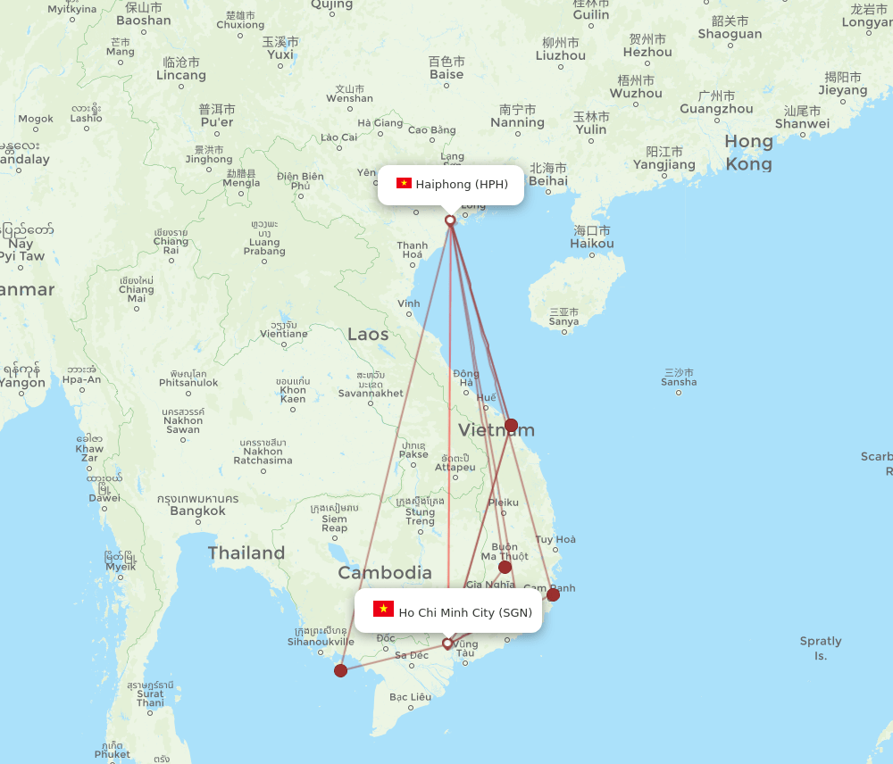 SGN to HPH flights and routes map