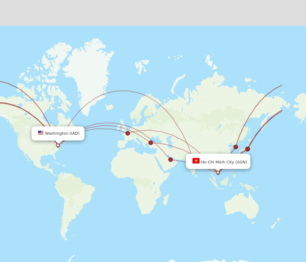 SGN to IAD flights and routes map