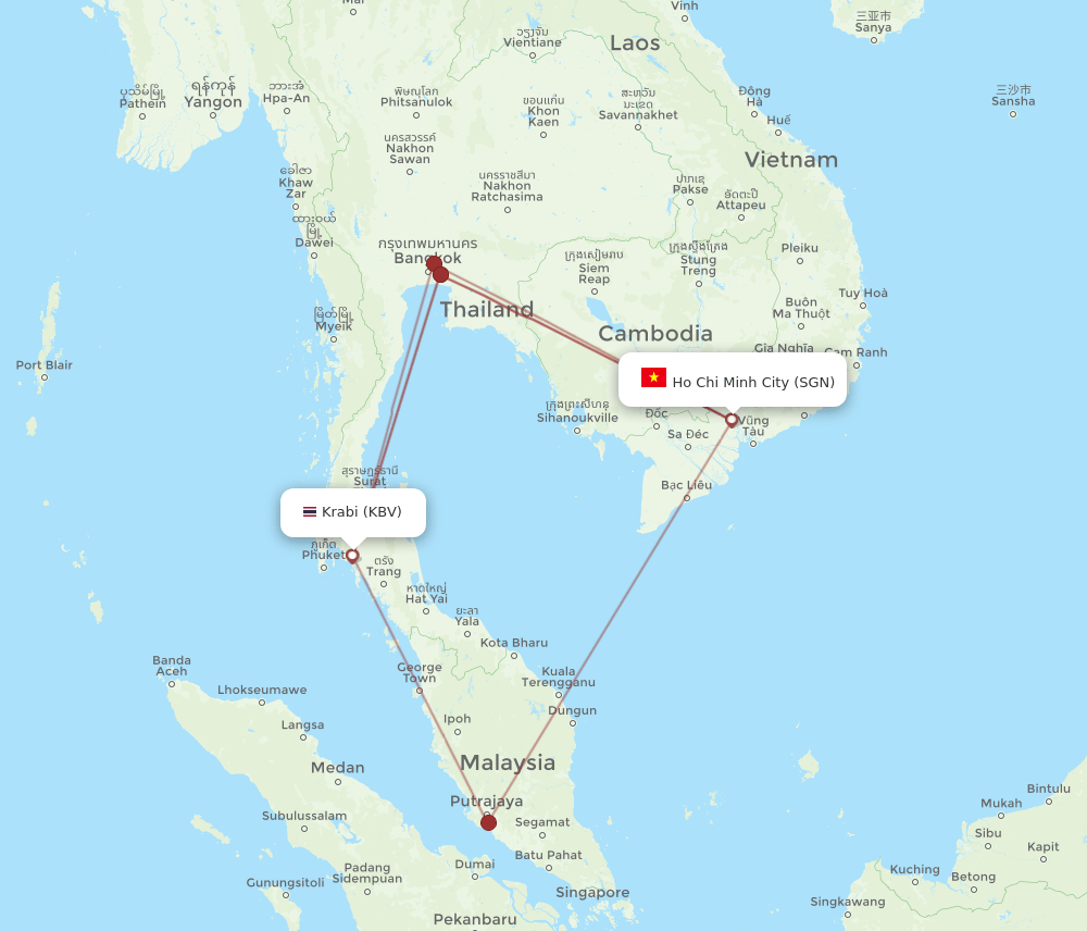 SGN-KBV flight routes