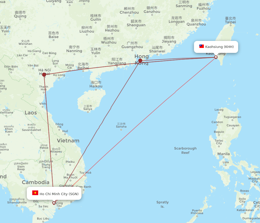 SGN-KHH flight routes