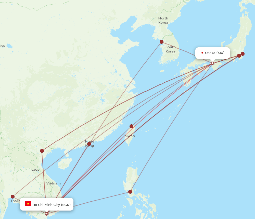 SGN-KIX flight routes