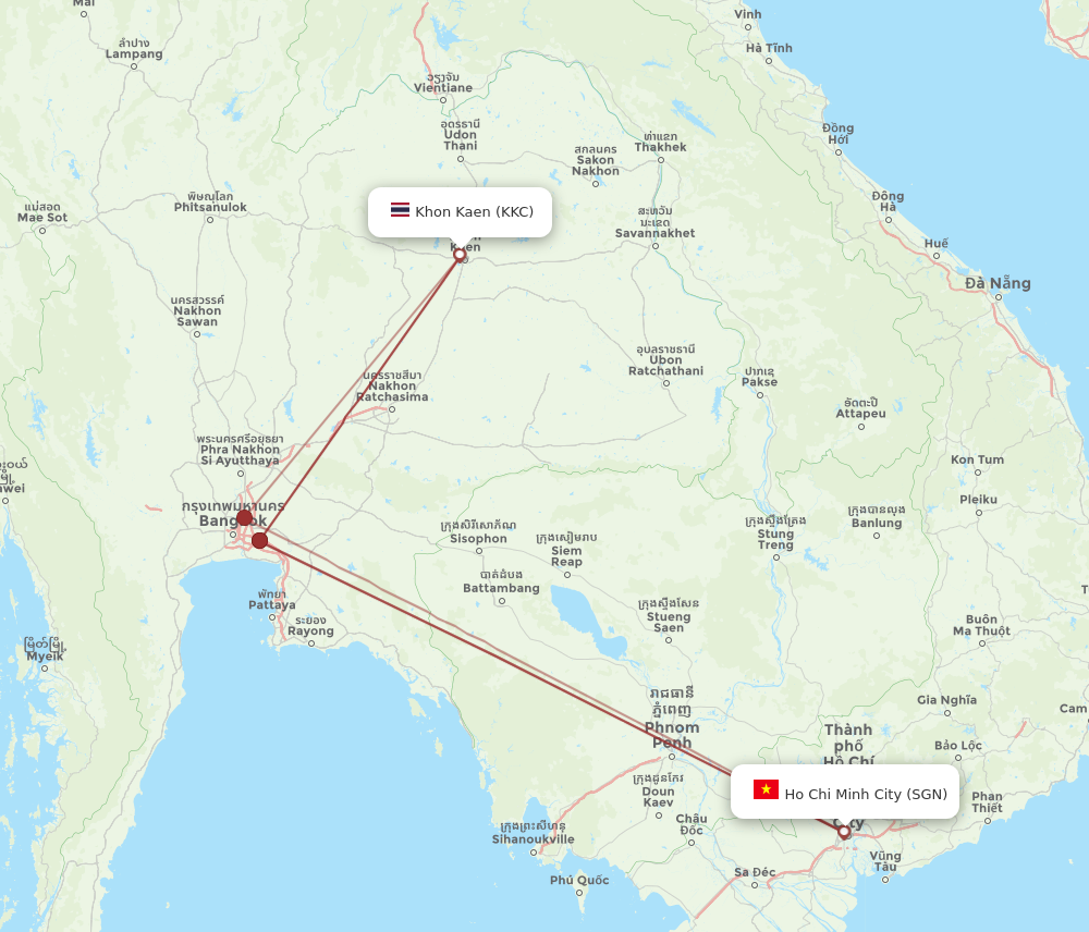 SGN to KKC flights and routes map