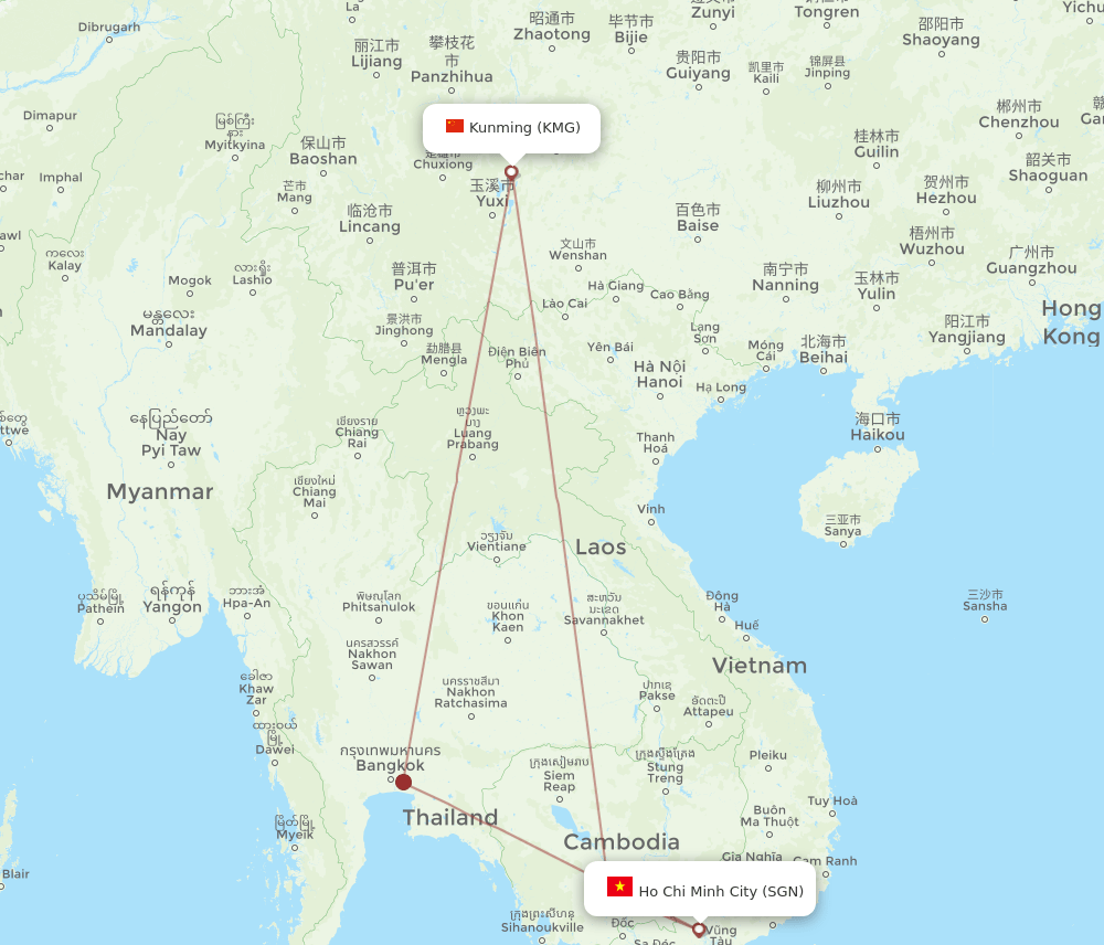 SGN-KMG flight routes