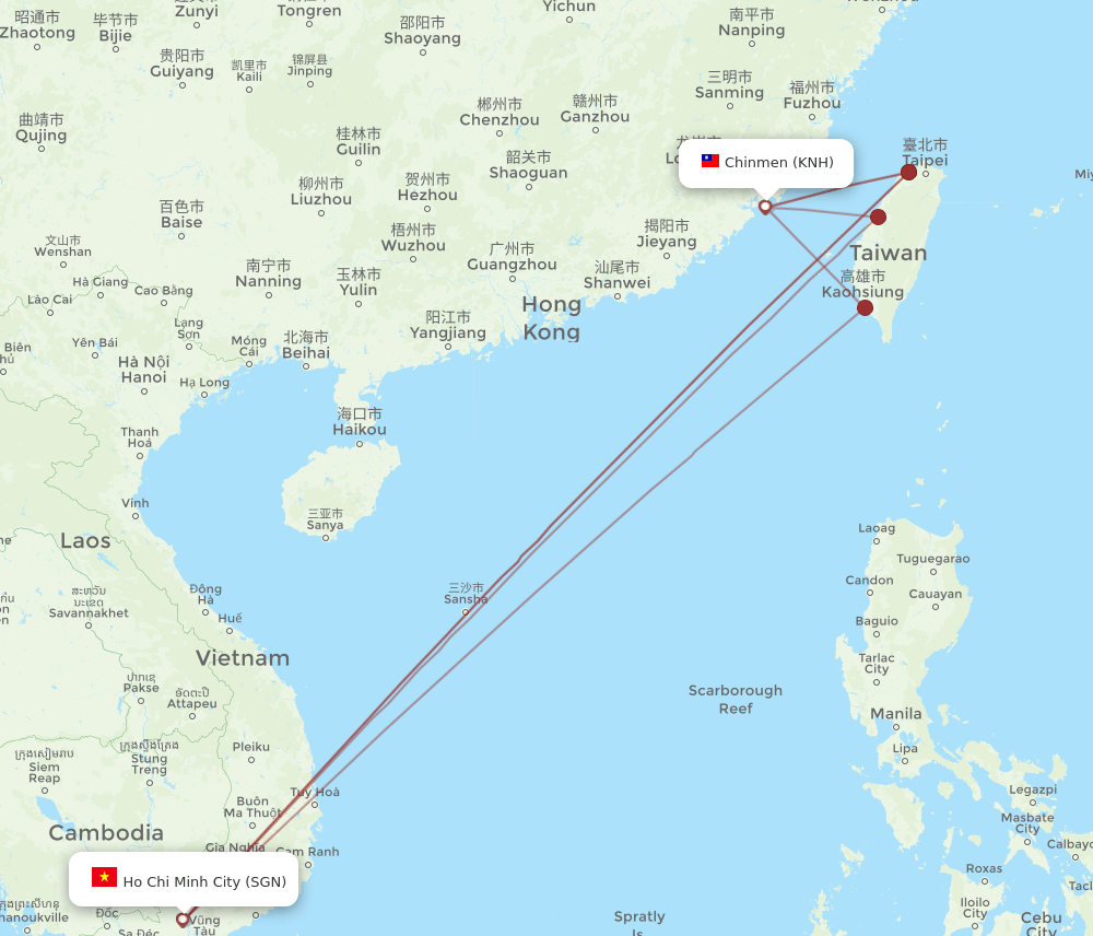 SGN-KNH flight routes